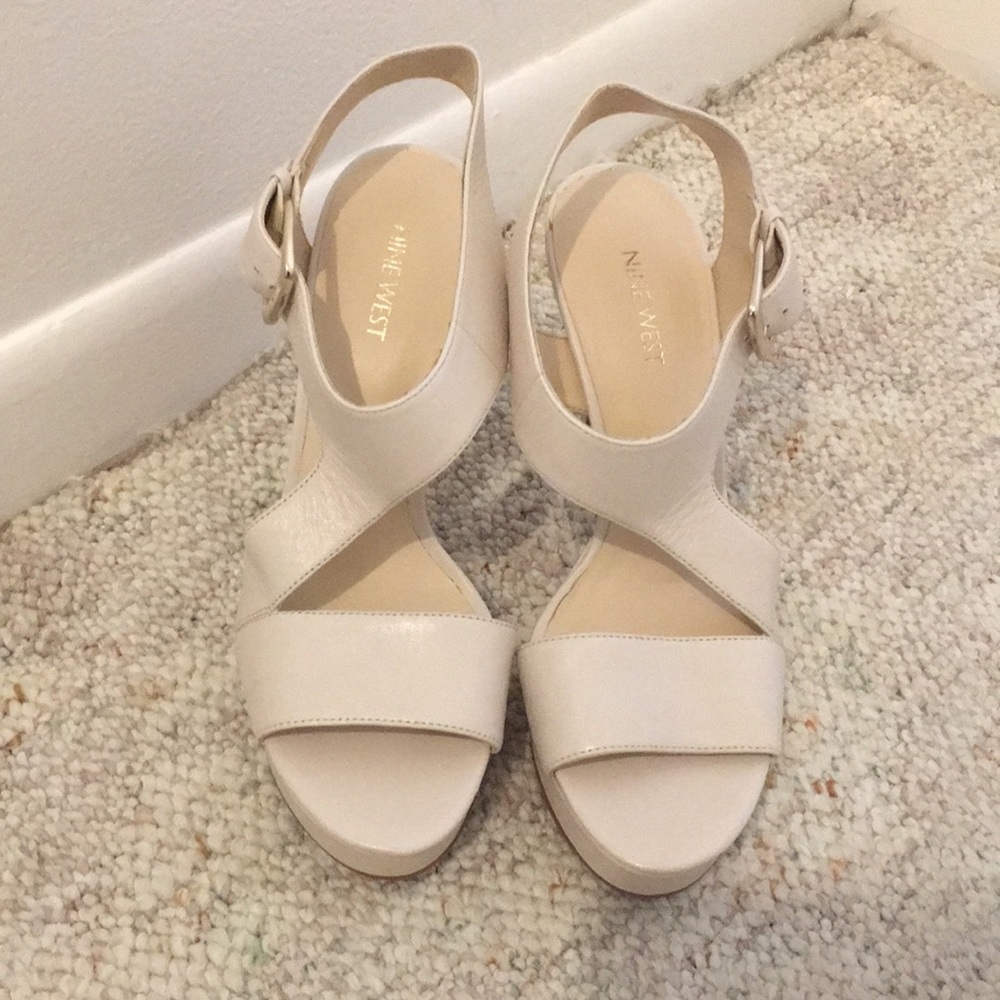 New Nine West Pale White Platform Stiletto Heels,9